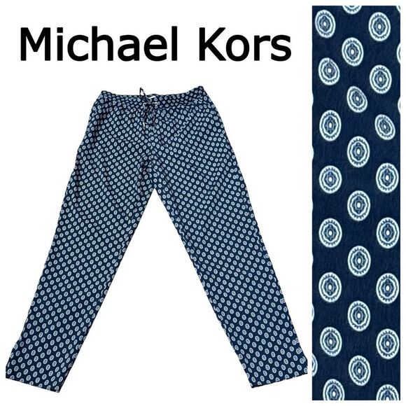 Michael Kors Women’s Blue and White Patterned Pants Size Small - Picture 1 of 11
